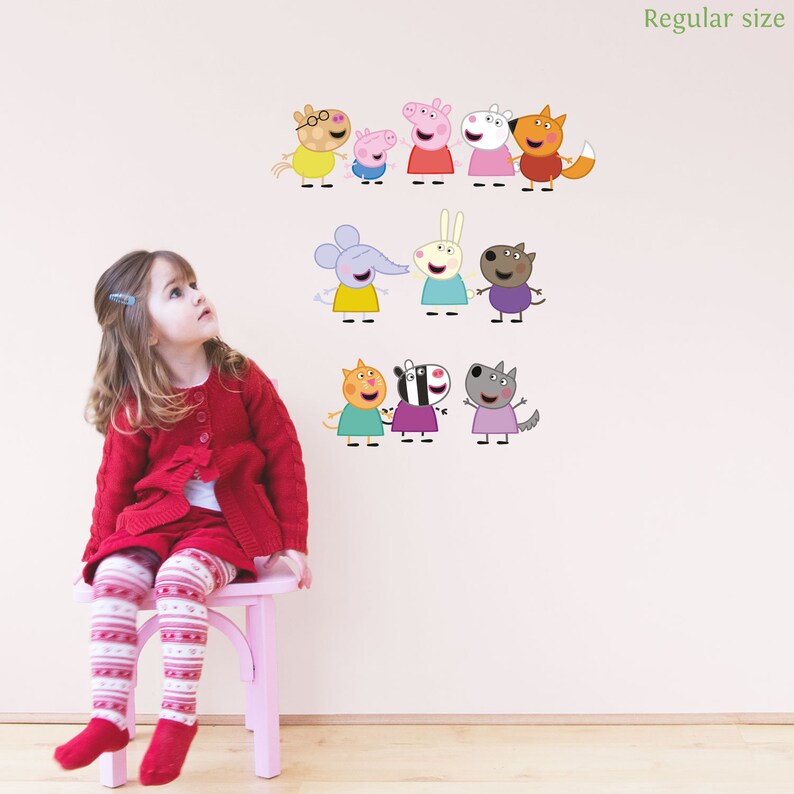 Peppa Pig's friends wall sticker Peppa Pig wall decal Etsy