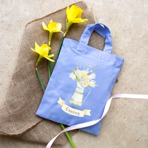 Personalised spring flowers easter bag, Easter gift, Easter egg hunt bag, Personalised Easter Egg bag