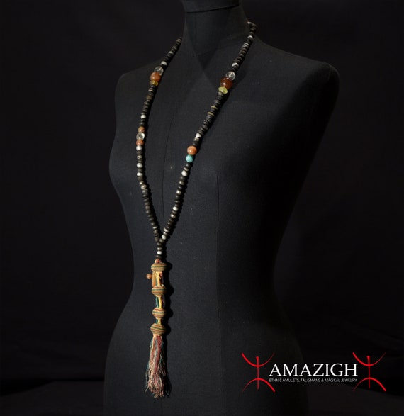 Old Fine Chaplet – Tasbih – Ebony Beads Silver In… - image 2