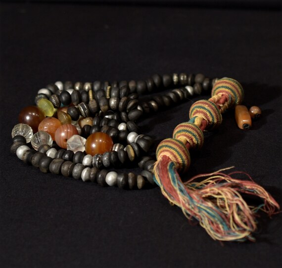 Old Fine Chaplet – Tasbih – Ebony Beads Silver In… - image 9