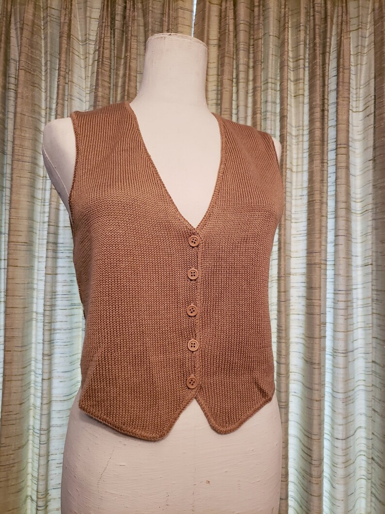 Ladies Cropped Gold Vest Button Front Ladies Vest it/'s pure gould acrylic vest