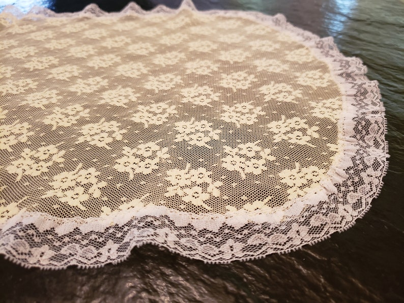 Yellow and White Lace Table Runner Dresser Scarf Vanity Topper