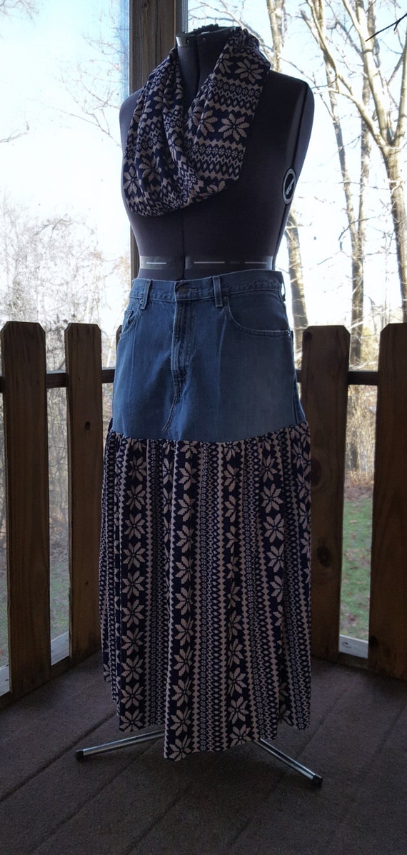 flowy denim skirt
