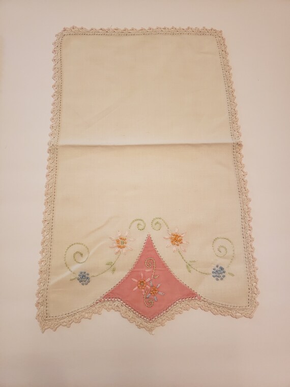 Vintage Dresser Scarves Hand Embroidery Shabby Chic Etsy
