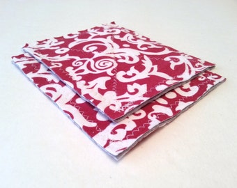 Kitchen Sponge Substitute / Small Cleaning Cloths-Set of 2 Red and White Recycled T Shirt Cloths / Red and White Kitchen Decor
