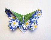 Oragami Butterfly Fabric Hair Pin / Daisies / Spring Hair Accessory / Cotton Butterfly