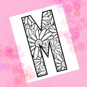 Letter M Daisy Printable Coloring Page