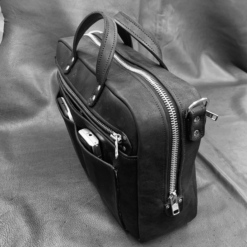 The Fully Loaded Mini Leather Laptop Bag Etsy
