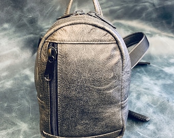 Mini leather backpack