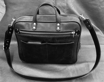 The fully loaded mini leather laptop bag