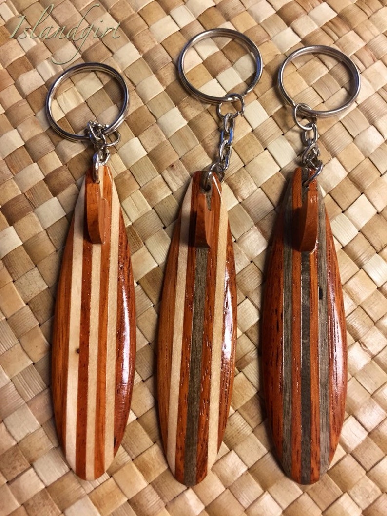 Porte-clés de planche de surf en bois, cadeaux de surfeur surf hawaïen, porte-clé cadeau de Noël pour amoureux de la plage fait main image 5