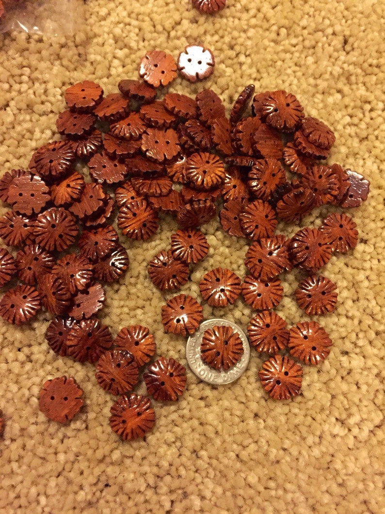 Wood flower buttons 12mm 25pcs image 3