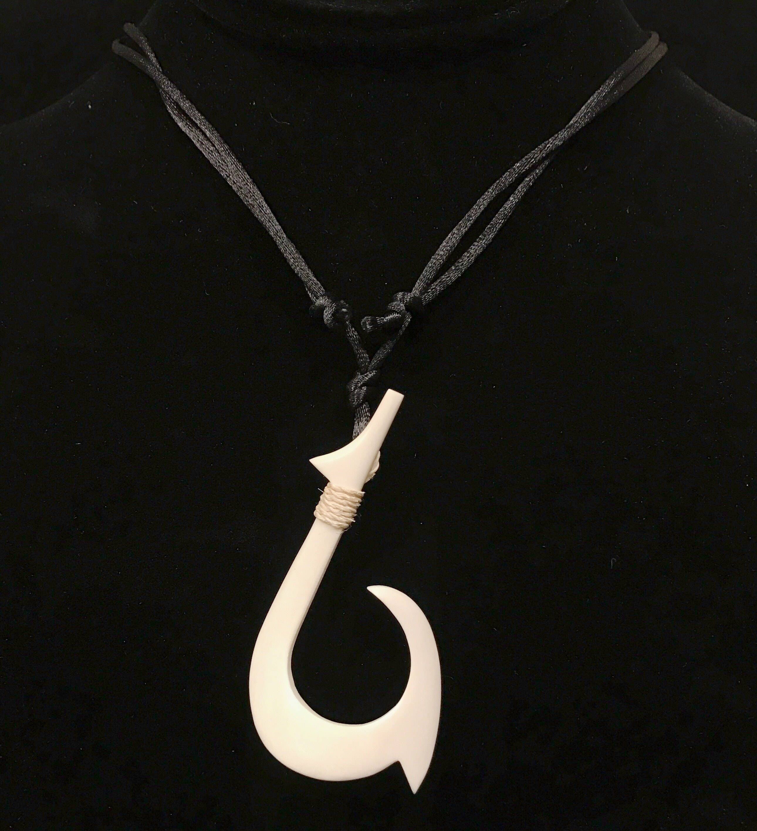 Sterling Silver Fish Hook with Koa Wood Inlay Pendant (Small) (Chain S –  Makani Hawaii