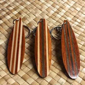 Wood Surfboard Keychain , surfer favors hawaiian surfing , christmas gift beach lover key holder handmade image 3