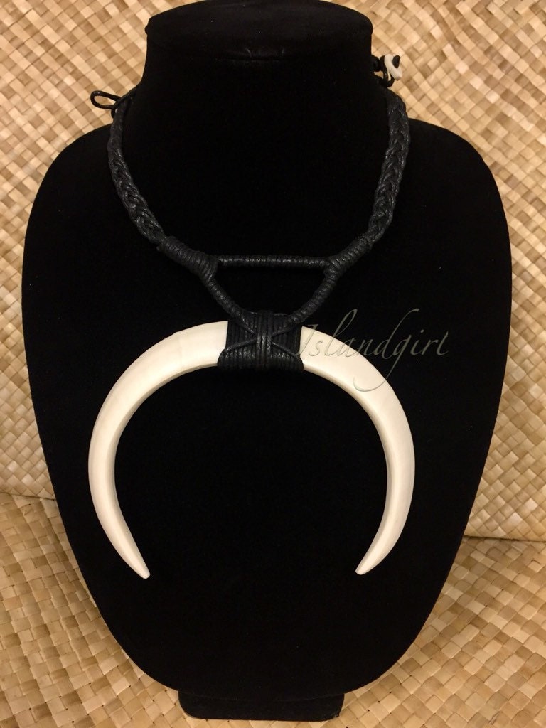 Joined Boar Tusks pendant necklace tribal gifts dancing jewelry hula …