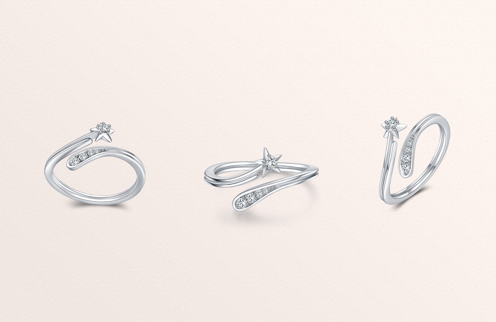 Silver Tiny Shooting Star Adjustable Ring, Constellation, Minimalistic ...