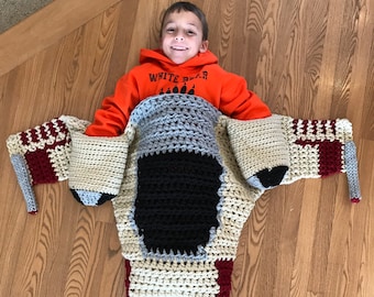 Crochet Spaceship Blanket: Star Wars Inspired, Acrylic Yarn, Child Blanket