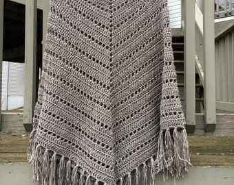 Crochet Poncho: Boho Fringe Capelet, Soft Acrylic; Women's Clothing