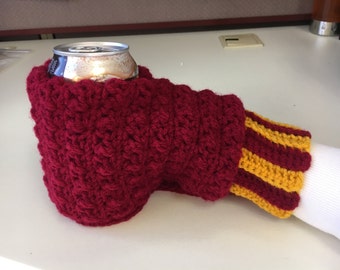 Crocheted Beer Mitten: Acrylic Drink Glove, Tailgate Sports Gift