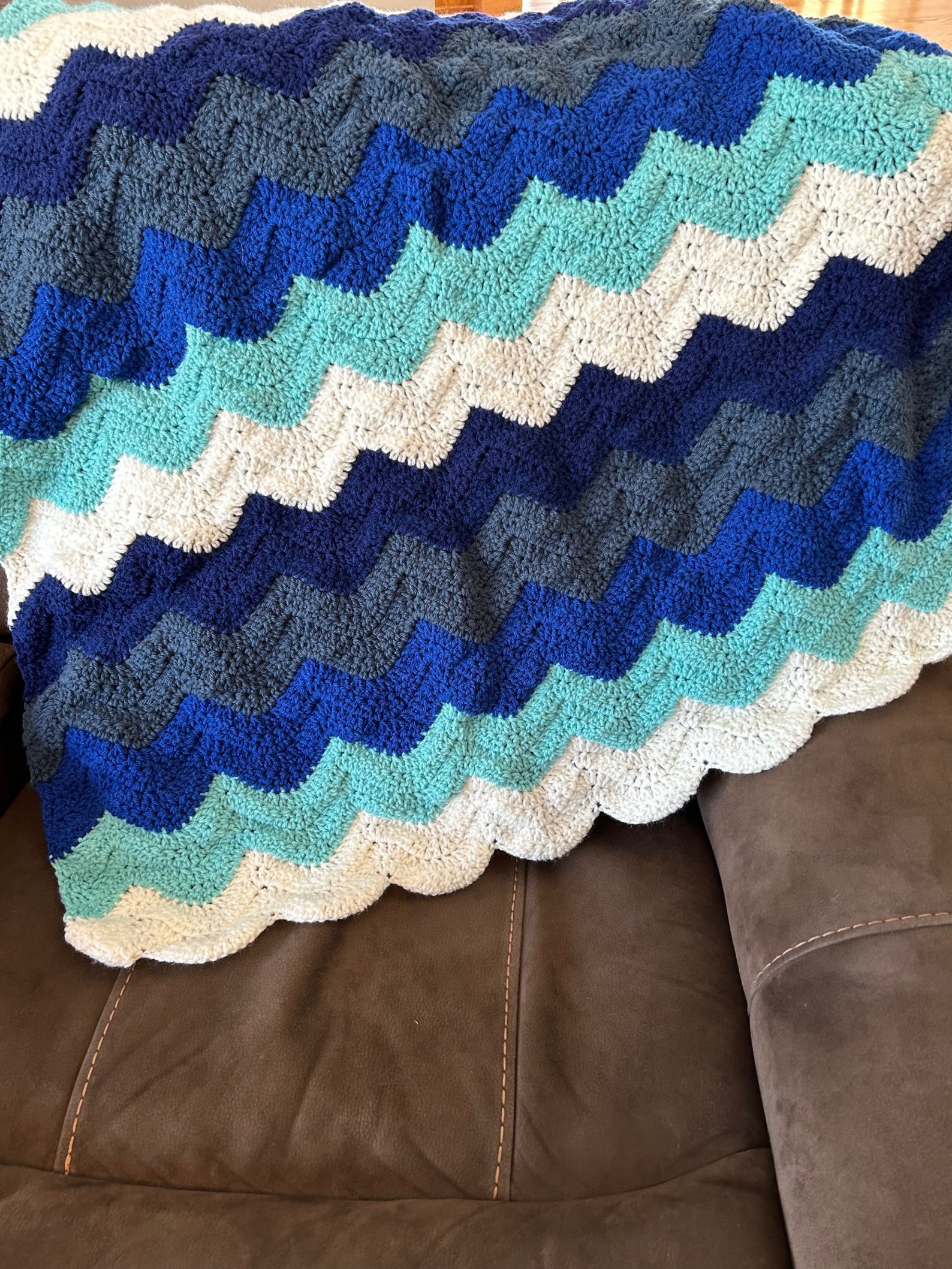 Ocean Waves Crochet Blanket: Blue Ripple Afghan - Etsy