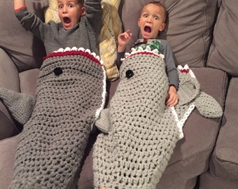 Shark Blanket; Crochet shark blanket; shark; Shark cocoon; Shark afghan; mermaid tail blanket