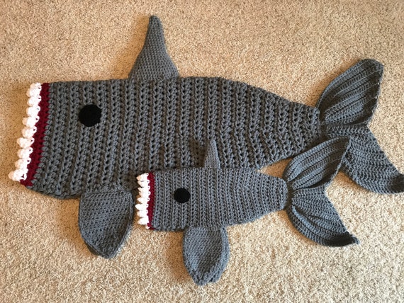 Shark Blanket Crochet Shark Blanket Shark Shark Cocoon Shark Afghan Mermaid  Tail Blanket 