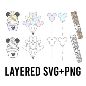 Muisballon en snacks, gelaagd op kleur SVG + PNG, Cricut, silhouet