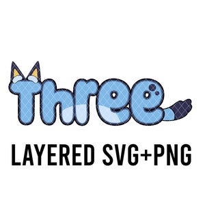 Chien bleu anniversaire Trois SVG superposés par couleur + PNG