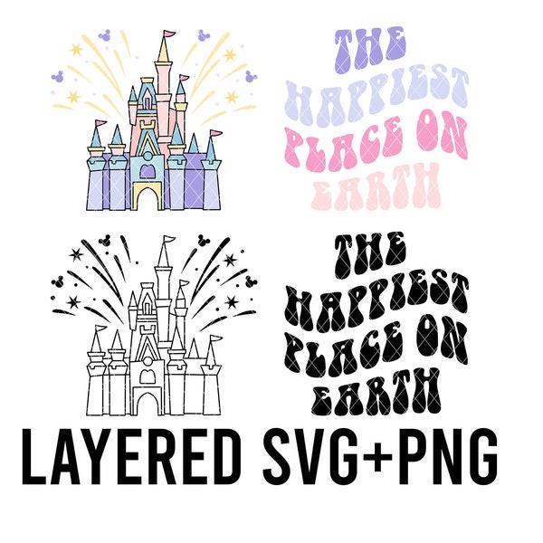 Pastel Magic Castle Layered By Colour SVG + PNG, Cricut, Silhouette