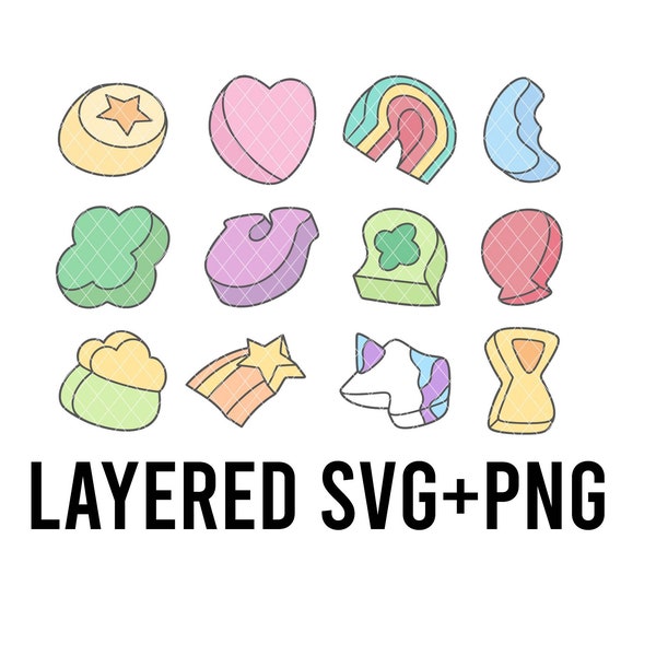 Cute Lucky Charms SVG Layered  By Colour + Png, Cricut, Silhouette