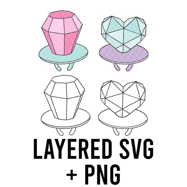 RingPop Heart SVG Layered By Colour + PNG Cricut, Silhouette