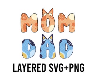 Lindo perro azul mamá papá capas SVG + PNG