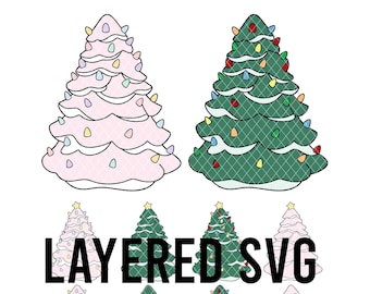 Nostalgic Ceramic Christmas Tree SVG Layered By Colour + PNG