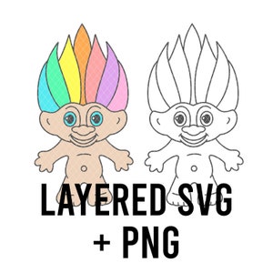 Cute Troll SVG, Layered by colour + PNG, Cricut silhouette