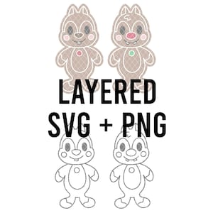 Chipmunk Gingerbread SVG Layered By Colour + PNG, Cricut, Silhouette