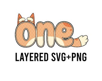 Orange dog Birthday One SVG Layered By Colour + PNG