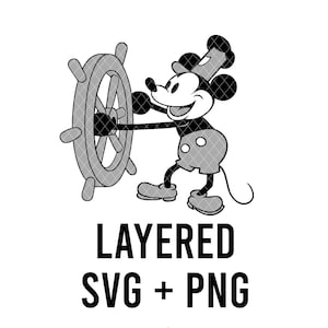 Steamboat Willie Mickey SVG + PNG, Cricut Silhouette