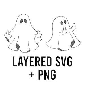 Ghost Middle Finger, Middle Finger Ghost SVG Layered By Colour + PNG