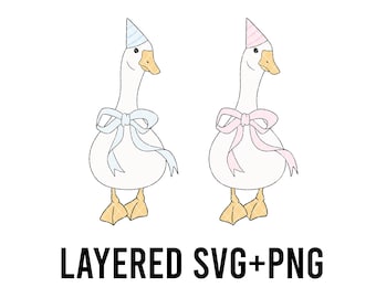 Silly Birthday Goose SVG PNG | Funny Birthday Cut File | Layered Goose Cricut Silhouette Clipart | Digital Download Party SVG