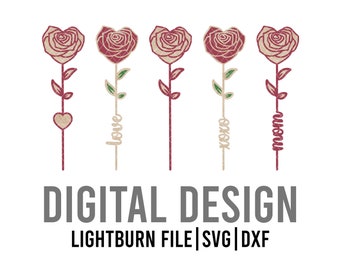 Valentine Laser Cut Roses Digital File, Layered Rose SVG, Layered Rose Laser Cut File , Valentine SVG