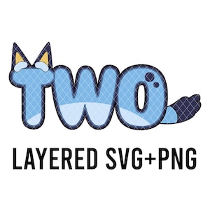 Cachorro azul Aniversário Dois SVG em camadas por cor + PNG