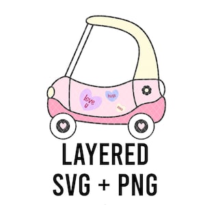 Retro Candy Heart Coupe gelaagd op kleur SVG + PNG, Cricut, silhouet