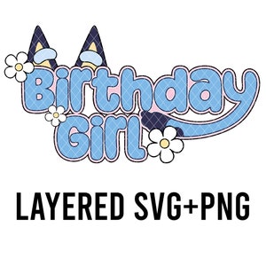 Ragazza di compleanno blu a strati per colore SVG + PNG