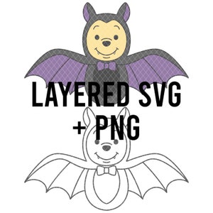 Pooh Bat Dressup Layered SVG + PNG Cricut & Silhouette