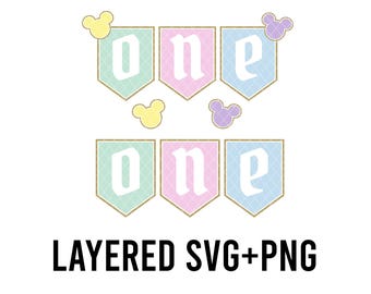 One Pennant Magic park Banner SVG Layered By Colour + PNG