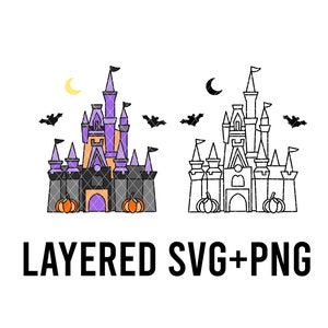 Spooky Magic Castle Layered By Colour SVG + PNG, Cricut, Silhouette