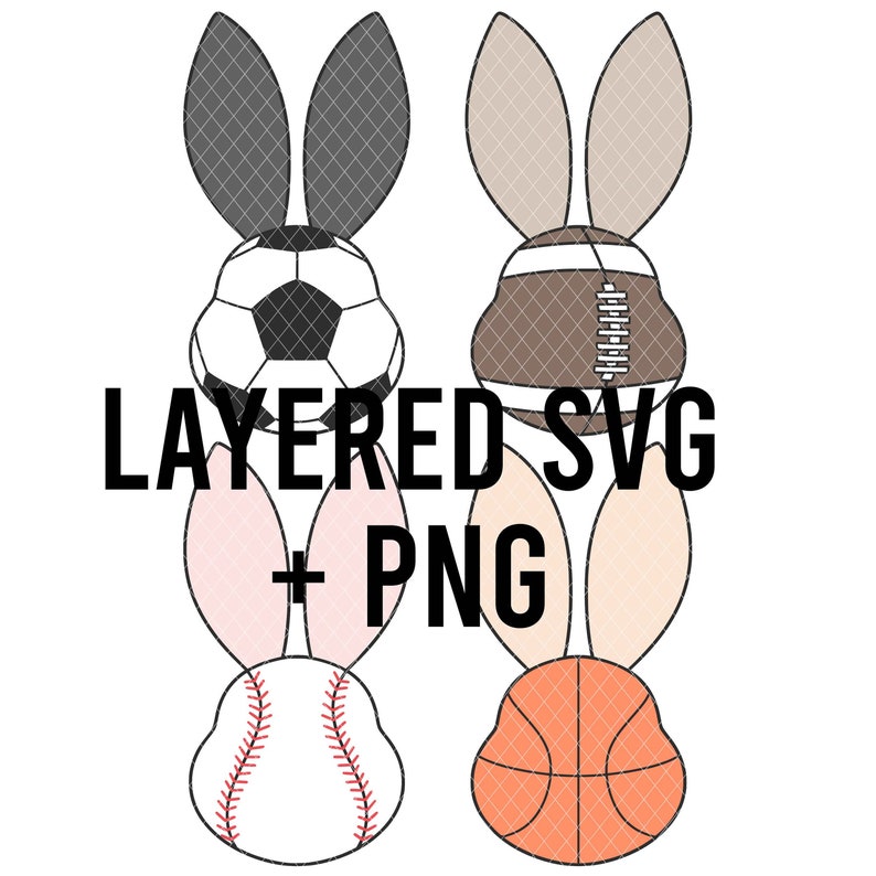 Sports Bunnies SVG Layered by Colour + PNG, Cricut Silhouette - Etsy