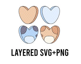 Cute Blue Dog Valentine Candy Hearts  SVG Layered By Colour + PNG
