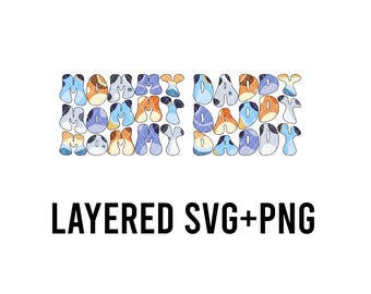 Blue Dog Mommy Daddy Wave SVG + PNG