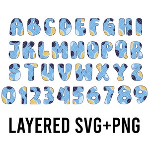 Blue Dog Alphabet + Numbers Layered SVG + PNG